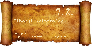 Tihanyi Krisztofer névjegykártya